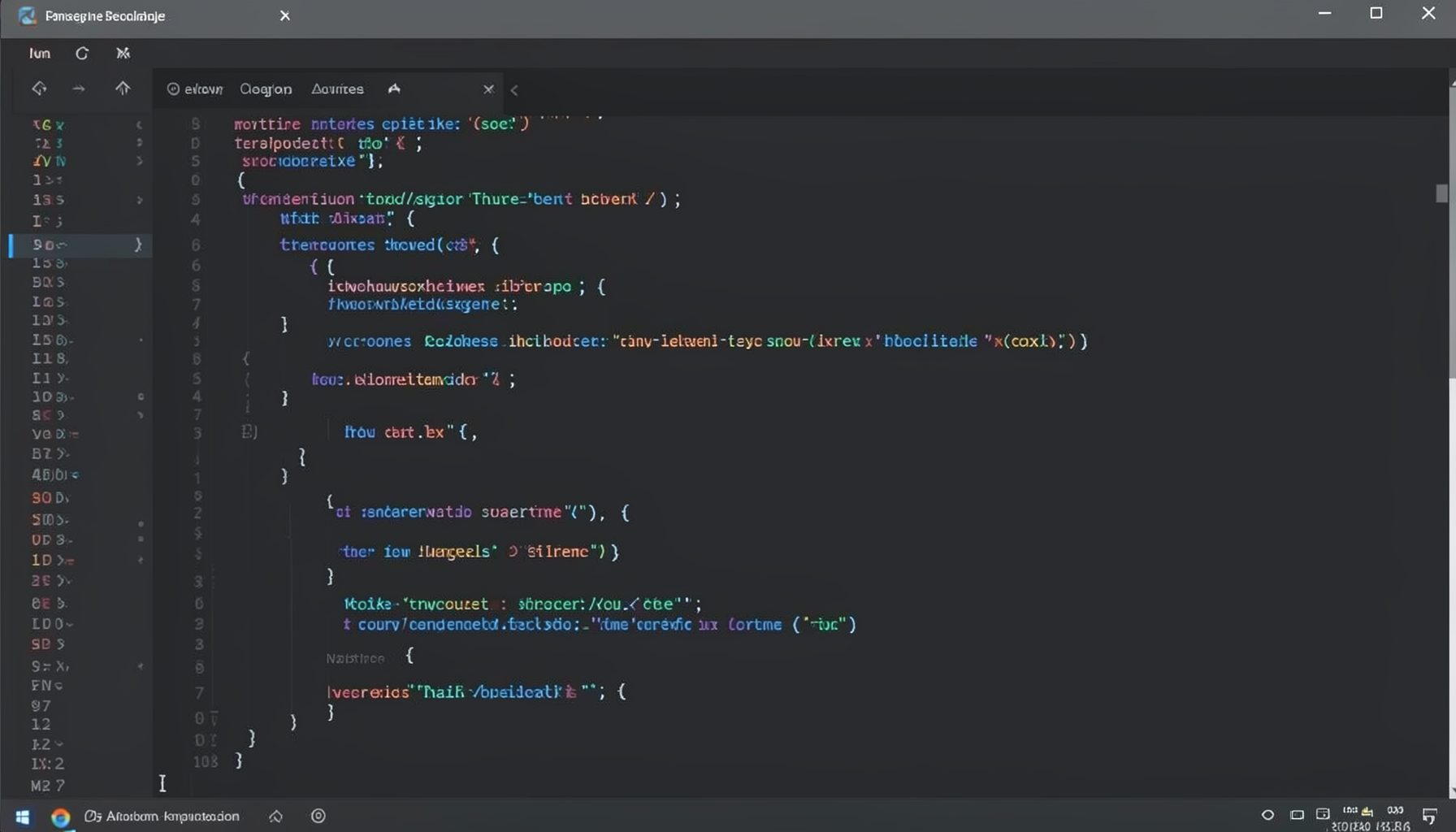 Dark code editor window with syntax-highlighted Magik source code in muted blues and greys, conveying a focused development environment